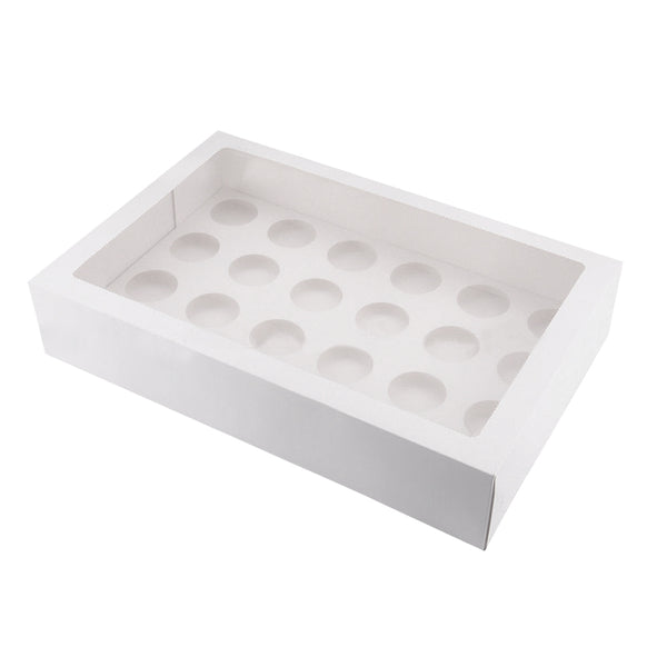 24 Holes Cupcake Boxes 5/20 Pk Window Face With Inserts Cake Boxes Board - Lets Party