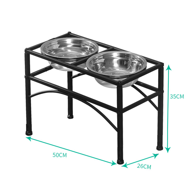 PaWz Dual Elevated Raised Pet Dog Puppy Feeder Bowl Stainless Steel Food Water Stand - Lets Party