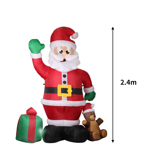 Santaco Inflatable Christmas Outdoor Decoration Santa 2.4M LED Lights Xmas Party - Lets Party