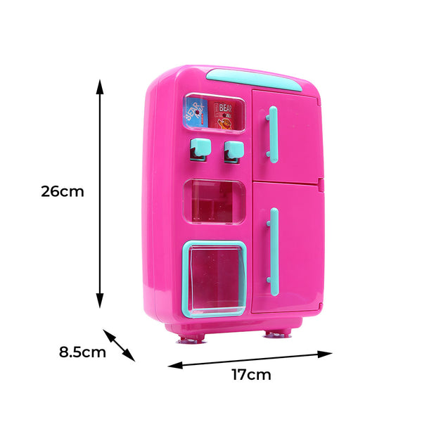Kids Play Set 2 IN 1 Refrigerator Vending Machine Kitchen Pretend Play Toys Pink - Lets Party