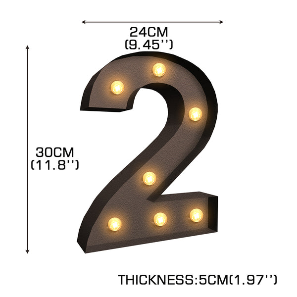 LED Metal Number Lights Free Standing Hanging Marquee Event Party D?cor Number 2 - Lets Party
