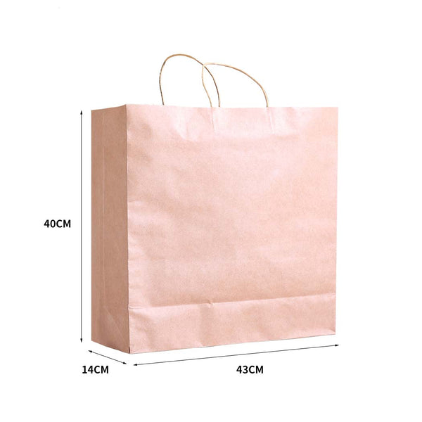 50x Brown Paper Bag Kraft Eco Recyclable Gift Carry Shopping Retail Bags Handles - Lets Party