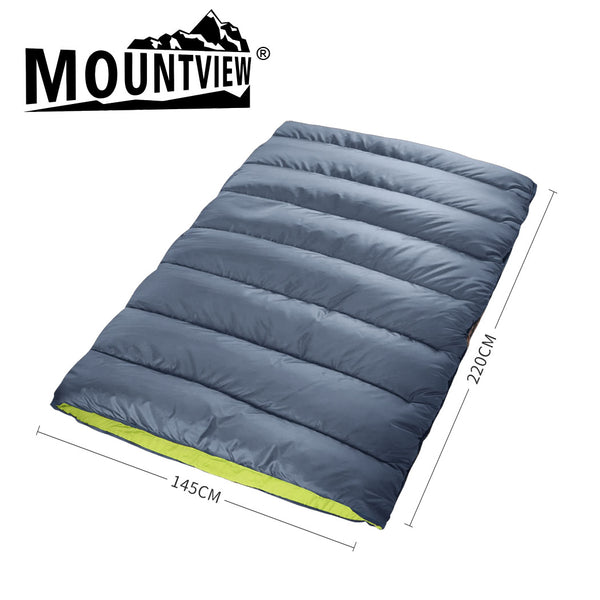 Mountview Double Sleeping Bag Bags Outdoor Camping Hiking Thermal -10â„ƒ Tent Grey - Lets Party