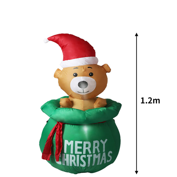 Santaco Inflatable Christmas Decorations Bubbly Bear 1.5M LED Lights Xmas Party - Lets Party