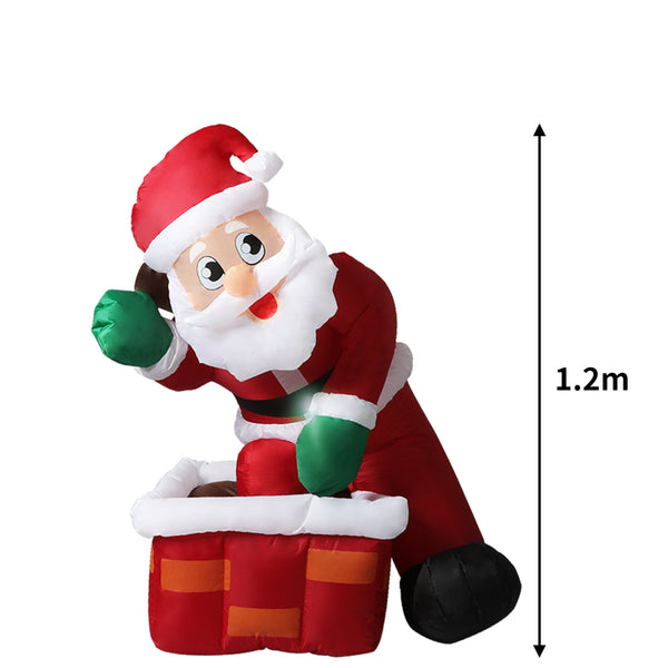 Santaco Inflatable Christmas Decor Santa Chimney 1.2M LED Lights Xmas Party - Lets Party