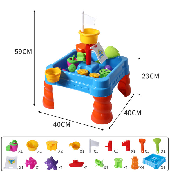 21pc Kids Sand Water Activity Play Table Child Fun Outdoor Sandpit Toys Set - Lets Party