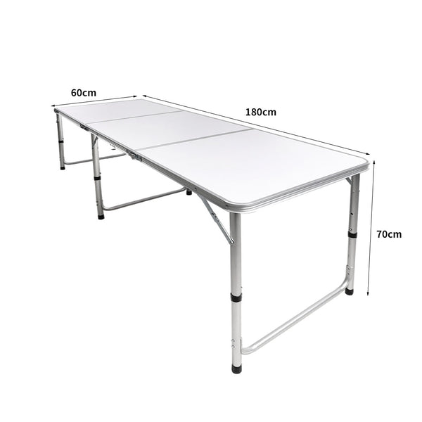 Folding Camping Table Aluminium Portable Picnic Outdoor Foldable Tables 180cm - Lets Party