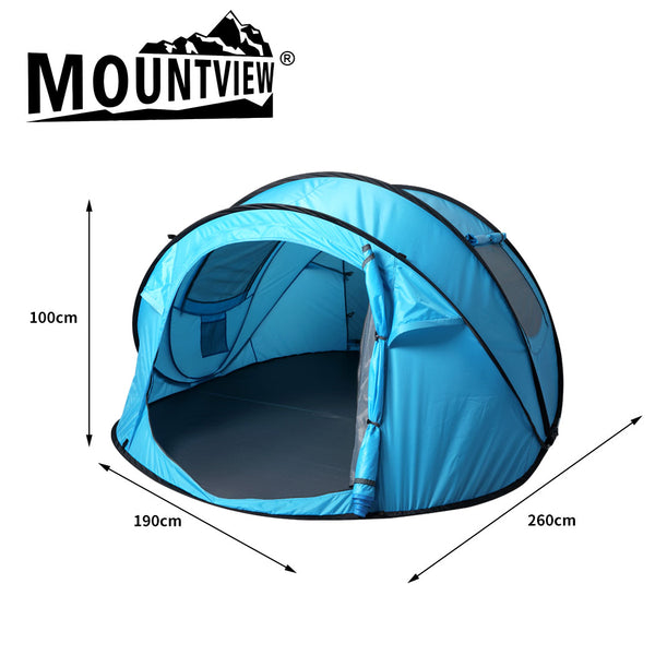 Mountview Pop Up Camping Tent Beach Outdoor Family Tents Portable 4 Person Dome - Lets Party