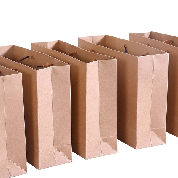 50x Brown Paper Bag Kraft Eco Recyclable Gift Carry Shopping Retail Bags Handles - Lets Party