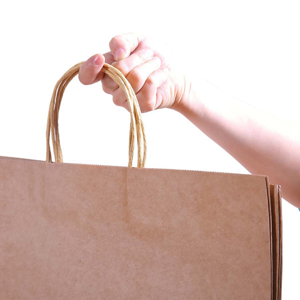 50x Brown Paper Bag Kraft Eco Recyclable Gift Carry Shopping Retail Bags Handles - Lets Party