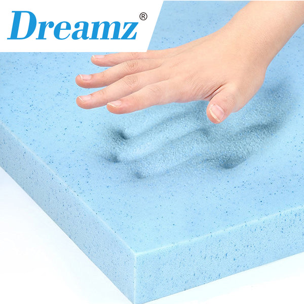 DreamZ 5cm Thickness Cool Gel Memory Foam Mattress Topper Bamboo Fabric Single - Lets Party
