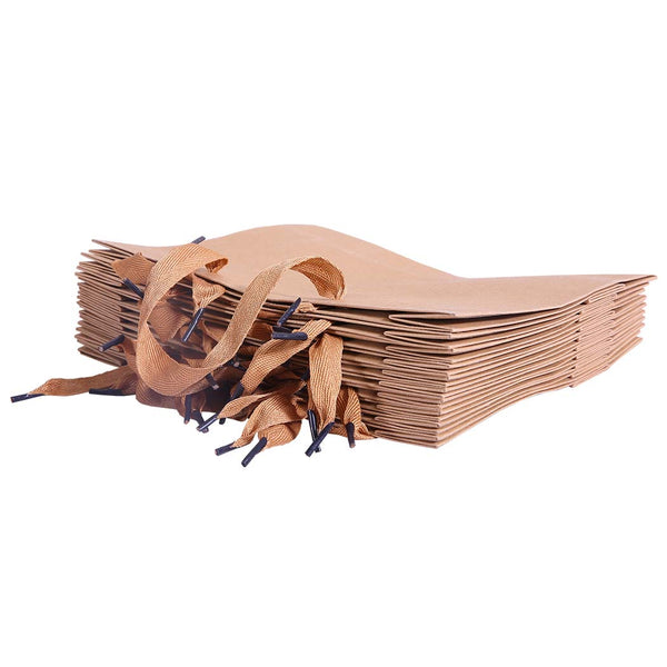 50x Brown Paper Bag Kraft Eco Recyclable Gift Carry Shopping Retail Bags Handles - Lets Party