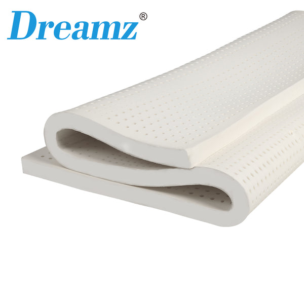 Dreamz Latex Mattress Topper Queen Natural 7 Zone Bedding Removable Cover 5cm - Lets Party