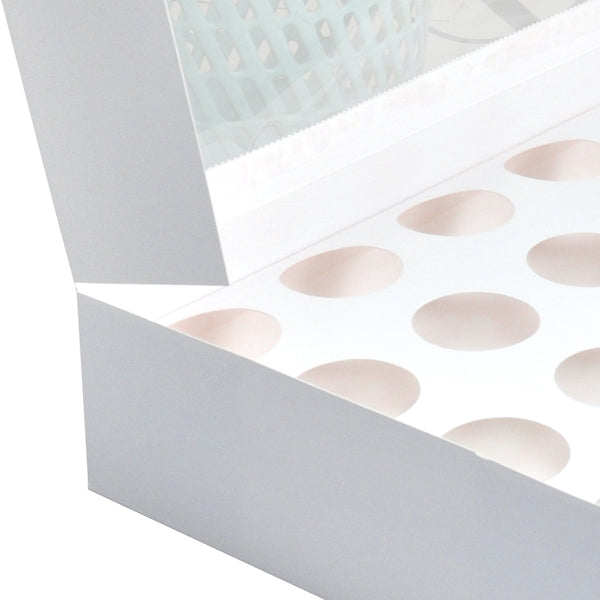 24 Holes Cupcake Boxes 5/20 Pk Window Face With Inserts Cake Boxes Board - Lets Party