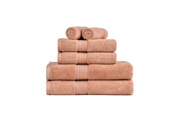 Amelia 500GSM 100% Cotton Towel Set -Zero Twist 6 Pieces -Dusty Coral - Lets Party