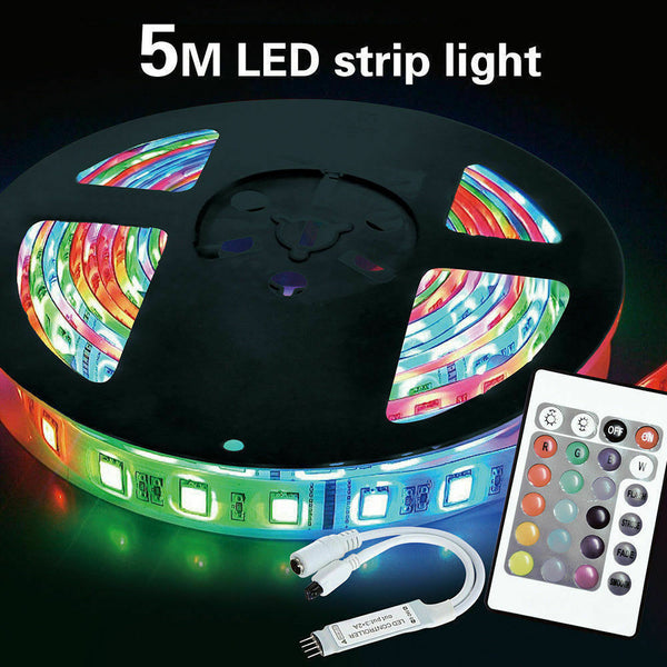 Multi-Coloured 300 LED 5050 SMD Waterproof Flexible LED Strip Light Kit 5M - Lets Party