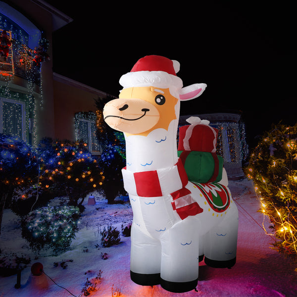 Santaco Inflatable Christmas Decorations Xmas Alpaca 1.8M LED Lights Xmas Party - Lets Party