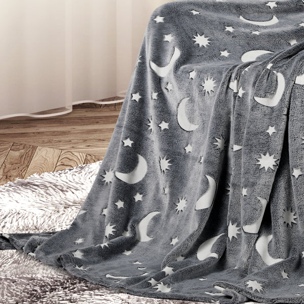 DreamZ Throw Blanket Soft Warm Large Sofa Flannel Glow in the Dark Medium - Lets Party