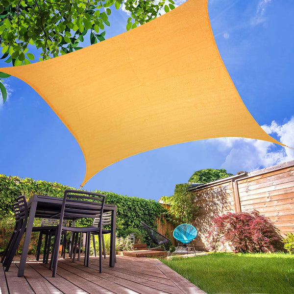 Sun Shade Sail Cloth Canopy ShadeCloth Outdoor Awning Cover Square Beige 5Mx5M - Lets Party