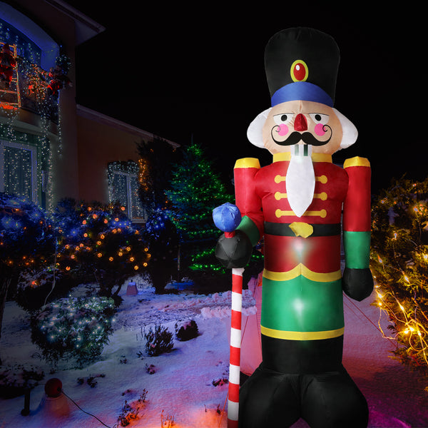 Santaco Inflatable Christmas Decorations Nutcracker 2.4M LED Lights Xmas Party - Lets Party