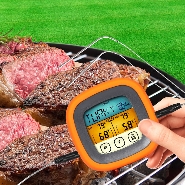 Digital Food Thermometer BBQ  2 Probe Cooking Meat Kitchen Temperature Magnet - Lets Party