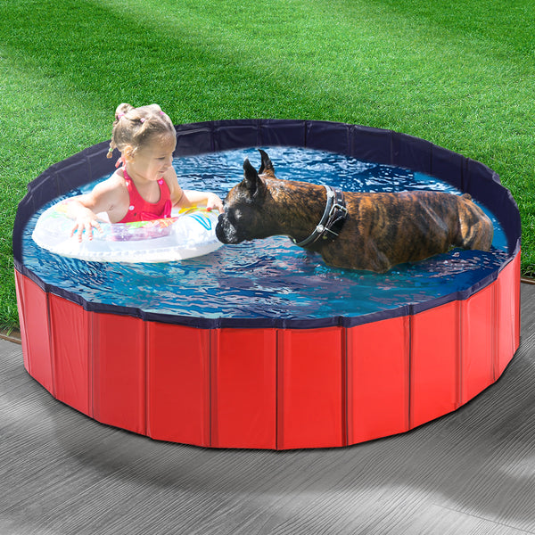 Pet Swimming Pool Dog Cat Animal Folding Bath Washing Portable Pond L - Lets Party