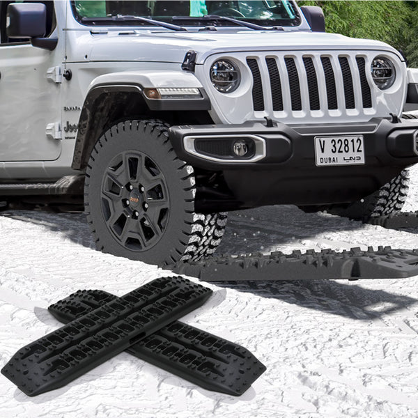 2PK Recovery Tracks 10T Sand Tracks Mud Snow Grass Accessory 4WD In Black Colour - Lets Party