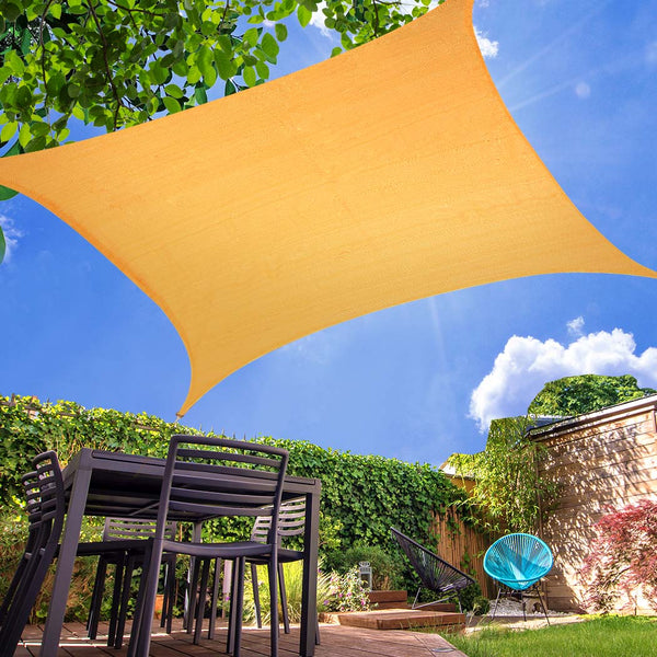Sun Shade Sail Cloth Rectangle Canopy ShadeCloth Outdoor Awning Cover Beige 3x4M - Lets Party
