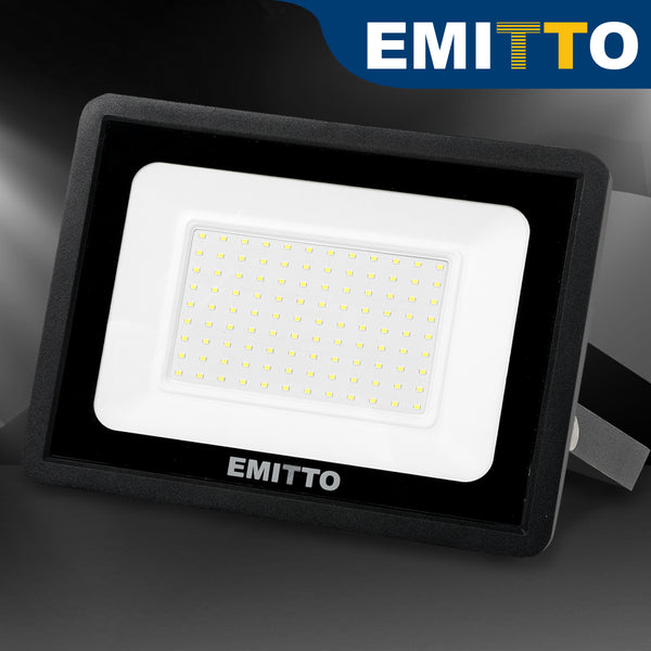 Emitto LED Flood Light 100W Outdoor Floodlights Lamp 220V-240V Cool White - Lets Party