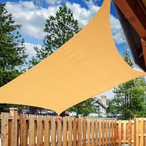 Sun Shade Sail Cloth Rectangle Canopy ShadeCloth Outdoor Awning Cover Beige 3x4M - Lets Party