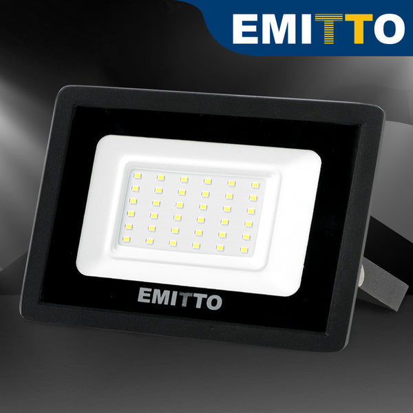 2x Emitto LED Flood Light 30W Outdoor Floodlights Lamp 220V-240V Cool White - Lets Party