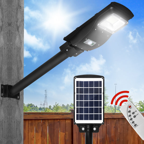 Solar Sensor LED Street Lights Flood Garden Wall Light Motion Pole Outdoor 30W - Lets Party