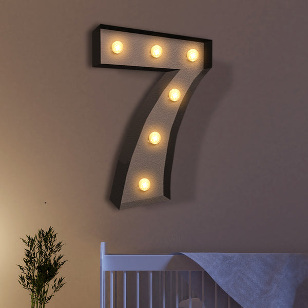 LED Metal Number Lights Free Standing Hanging Marquee Event Party Decor Number 7 - Lets Party