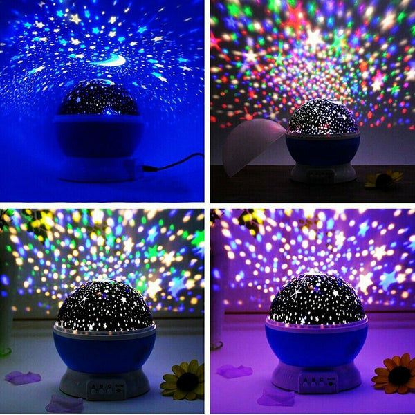 LED Night Star Sky Projector Light Lamp Rotating Starry Baby Room Kids Gift - Lets Party