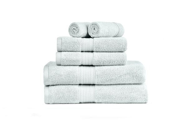 Amelia 500GSM 100% Cotton Towel Set -Zero Twist 6 Pieces -Glacier Grey - Lets Party