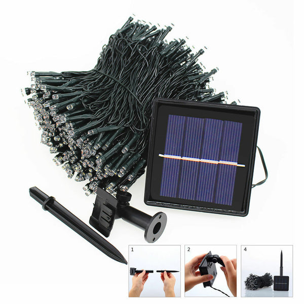 30M 300LED String Solar Powered Fairy Lights Garden Christmas Decor Cool White - Lets Party