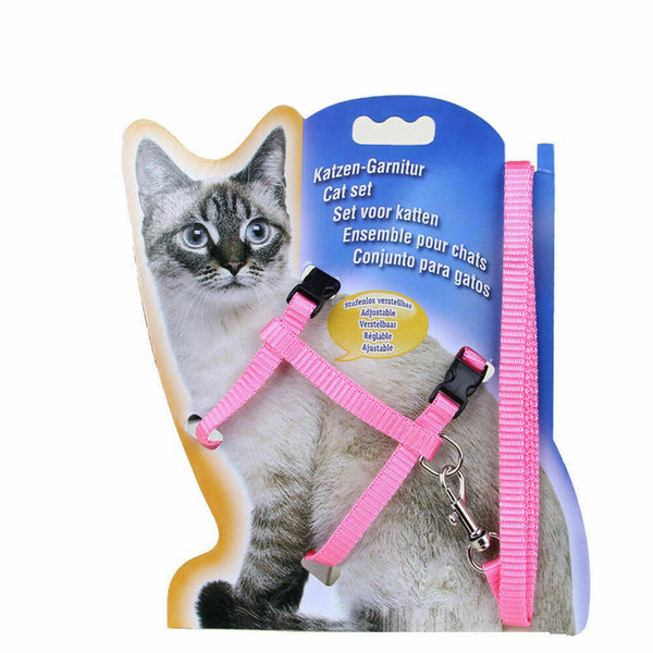Cat Kitten Pet Walking Harness Lead Nylon Leash Adjustable Collar with Clip - Lets Party
