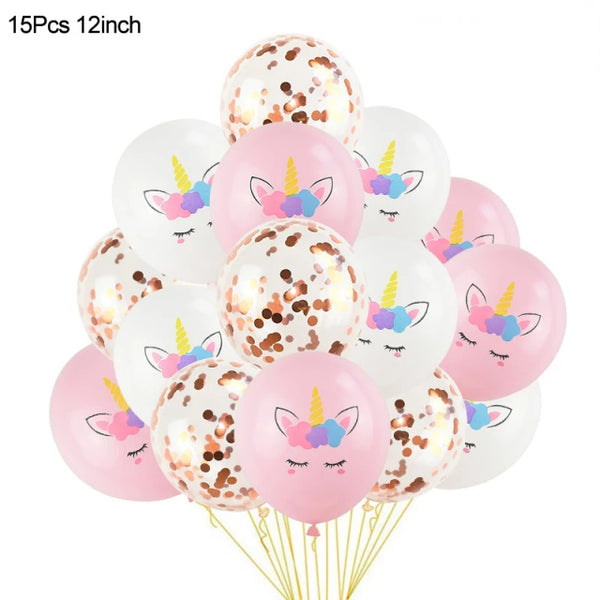 1Set Rainbow Unicorn Balloon 32 inch Number Foil Balloons 1st Kids Unicorn Theme Birthday Party Decorations Baby Shower Globos - Lets Party