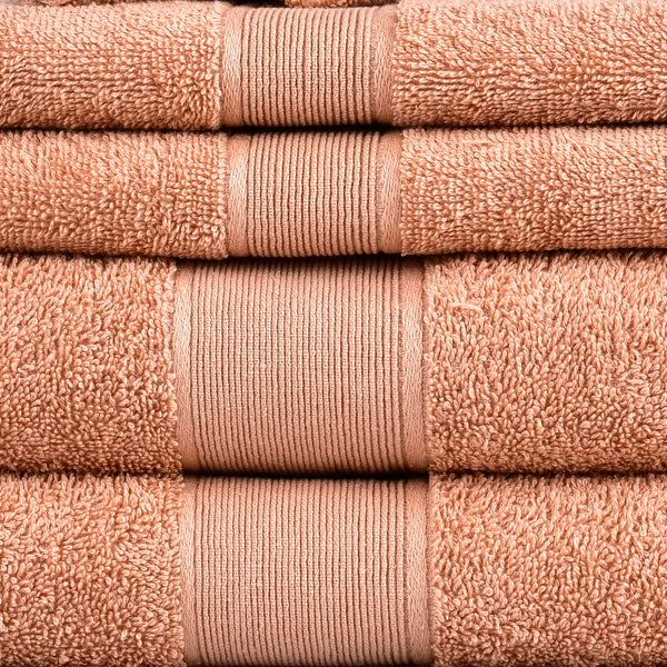 Amelia 500GSM 100% Cotton Towel Set -Single Ply carded 6 Pieces -Dusty Coral - Lets Party