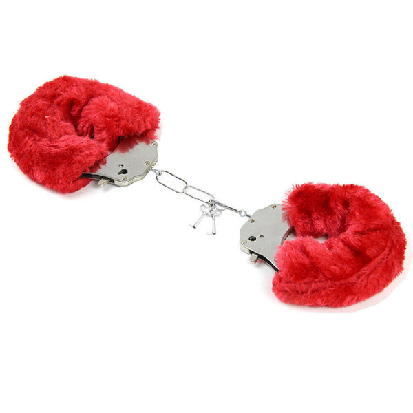 Fluffy Handcuffs Toy Hand Cuffs Hens Night Police Party Costume Kid - Lets Party
