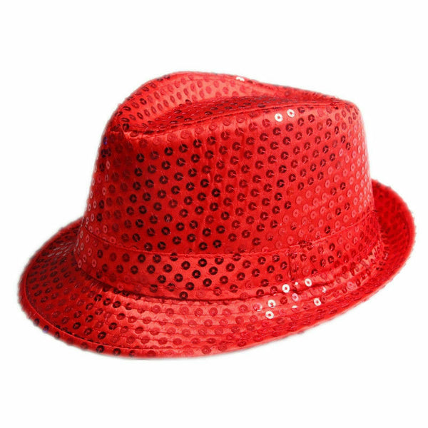 FEDORA Trilby Hat Cap Glitter Sequin Sequinned Dance Party Costume MJ Jazz Hats - Lets Party