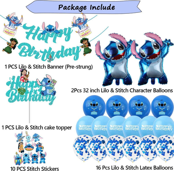 Stitch Party Set Party Supplies Banner Balloons Toppers Kids Birthday Decoration