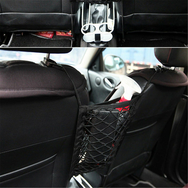 Universal Car Seat Elastic Mesh Net Trunk Cargo Luggage Storage Bag Holder Black