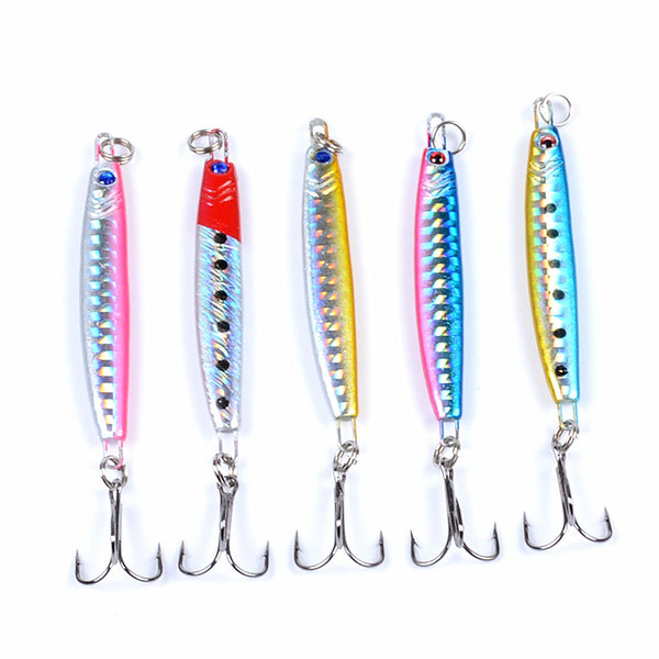 5Pcs Fishing Lure Metal Slice Spoon Spinner Slugs Tackle Mackerel Tailor Lures A