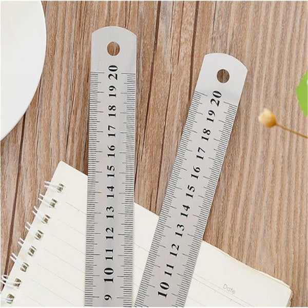 3PCS Metal Ruler Stainless Steel Double Sided 15/20/30CM Precision School Office