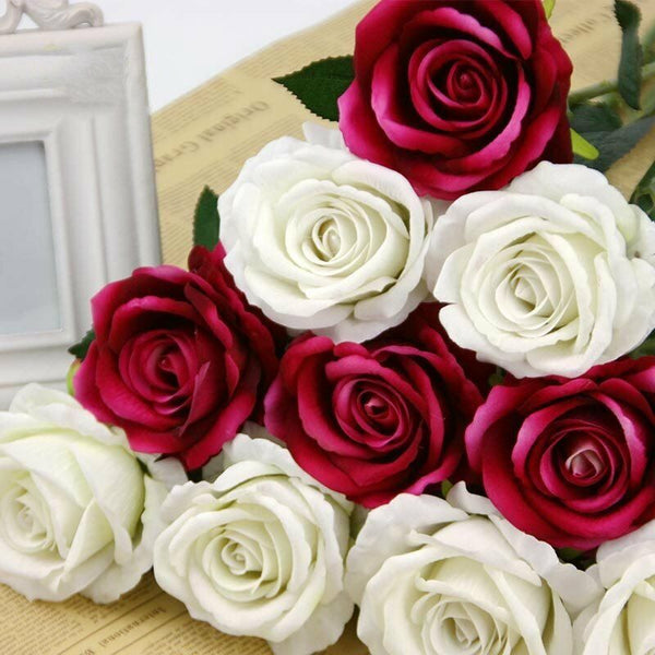 10pcs Artificial Velvet Flowers Rose Flower arrangement Wedding Event Party  Dec