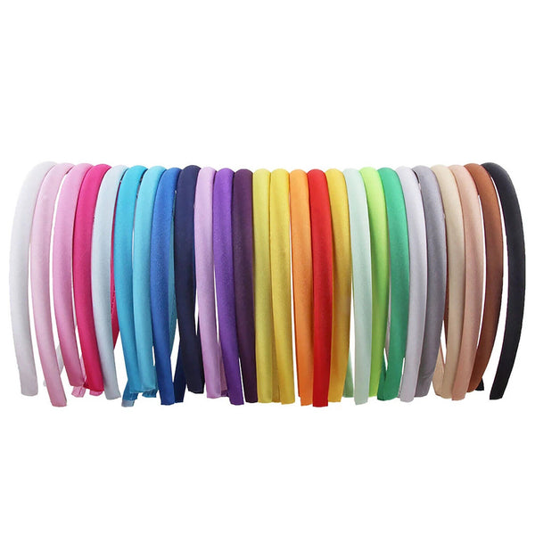 34pcs Girls Womens Plain Satin Alice Band Headband 10mm Ribbon Hoop Hair Band AU