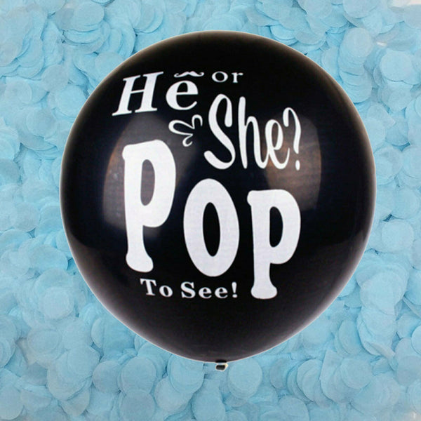 UP TO 2Set Gender Reveal Jumbo Baby Shower Balloon Confetti He or She Pop To See