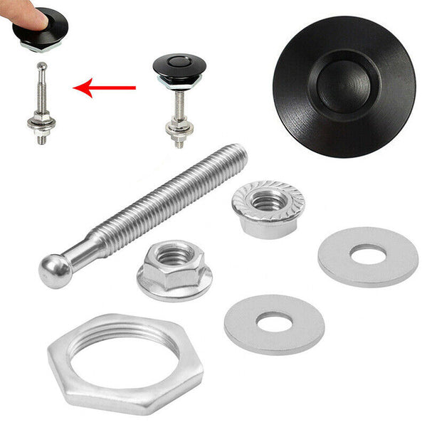4pcs Black Aluminum Push Button Quick Release Bumper Hood Pin Bonnet Lock Latch