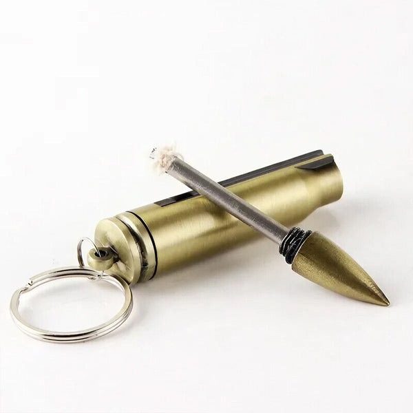 Waterproof Fire Starter Lighter Match Keychain Survival Camping Metal Bullet AU